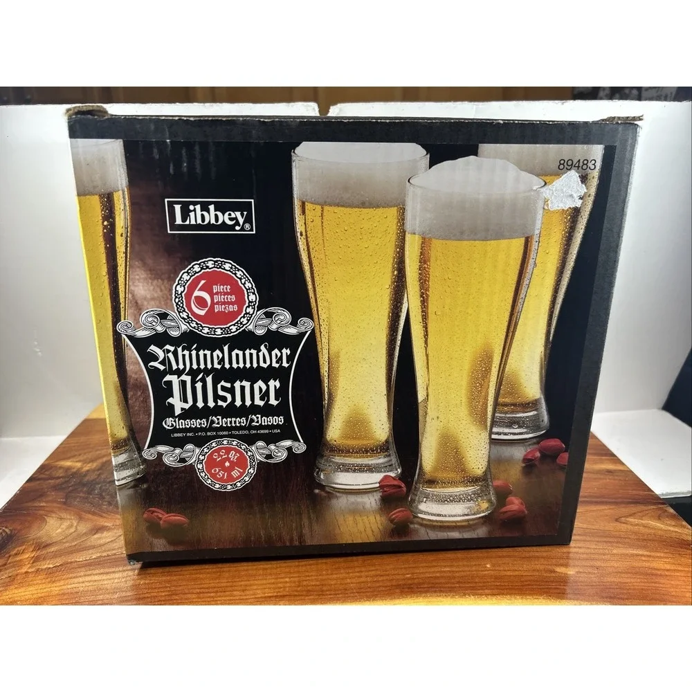 LIBBEY RHINELANDER PILSNER SET OF 6 GLASSES 23‎ oz each Bar Man Cave New In Box